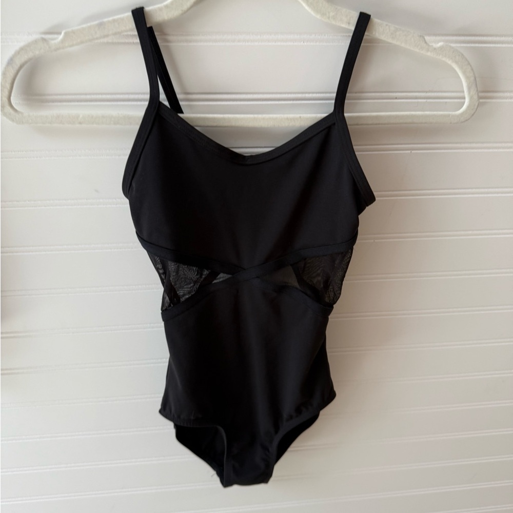 Black One-Piece Swimsuit with Mesh Detail